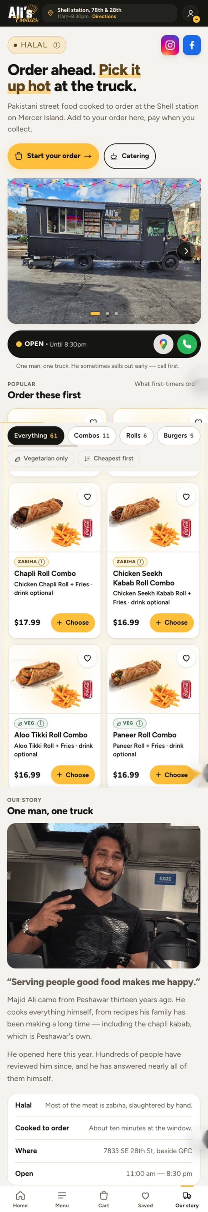 After: Ali Foodies’ mobile redesign