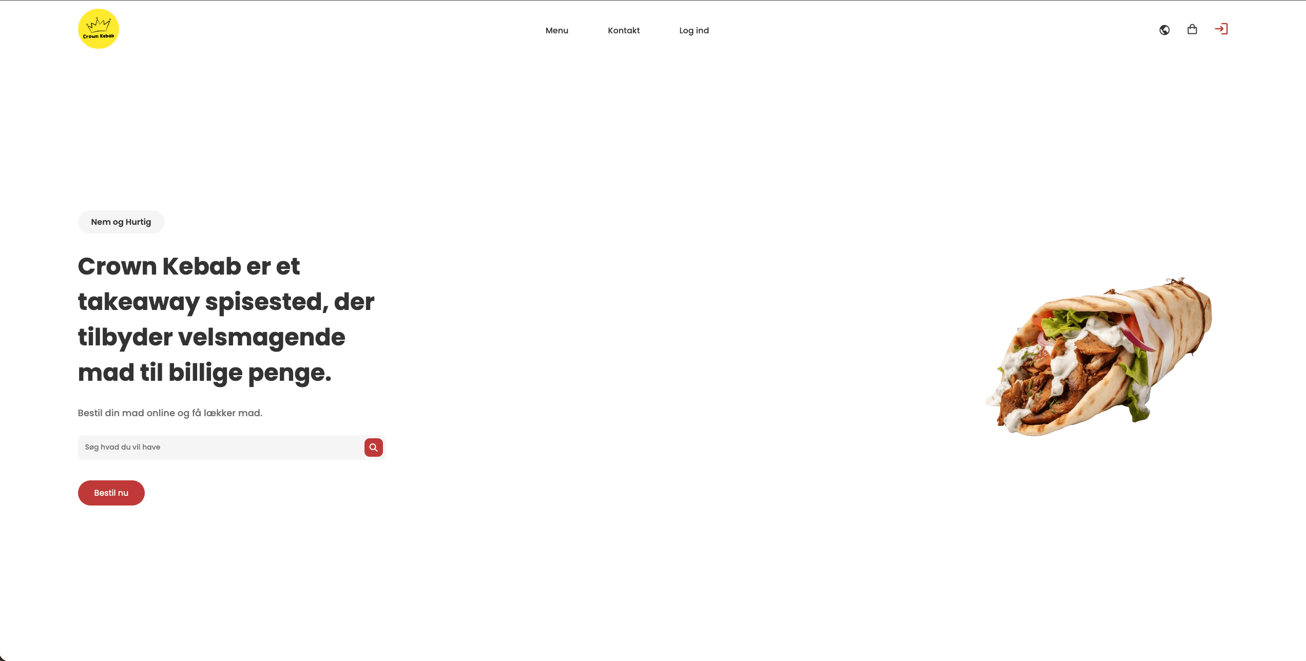 Screenshot of the Crown Kabab website