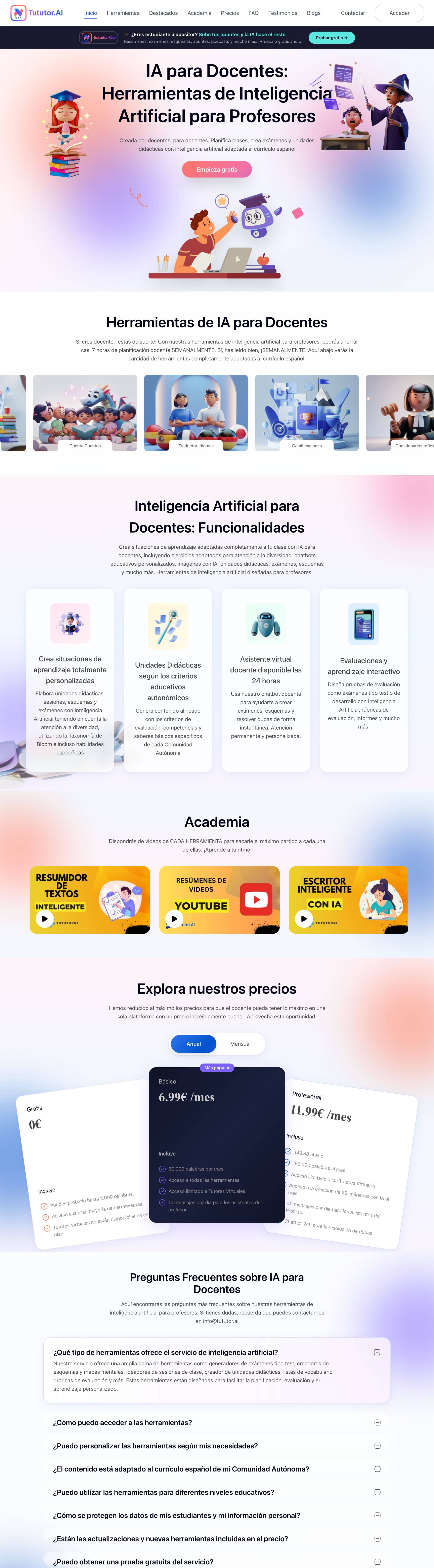 Screenshot of the Tututor.ai website