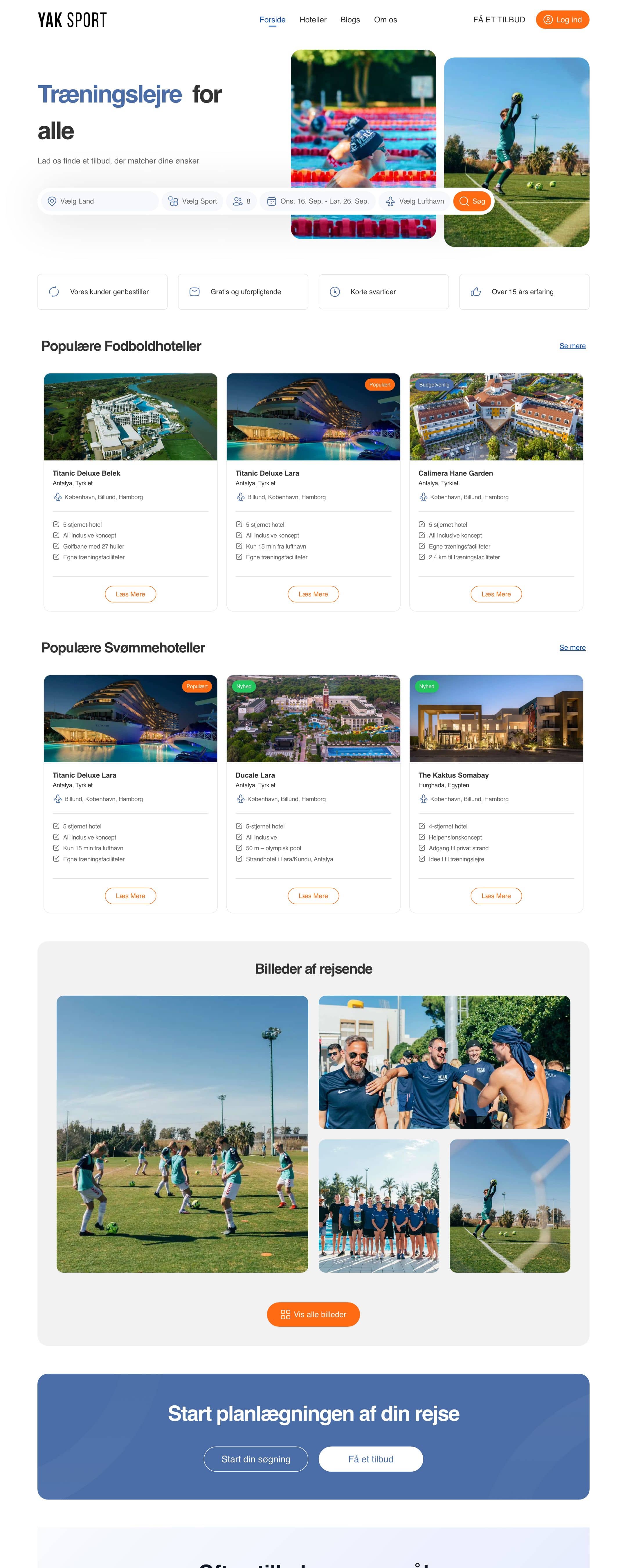 Screenshot of the Yaksport website